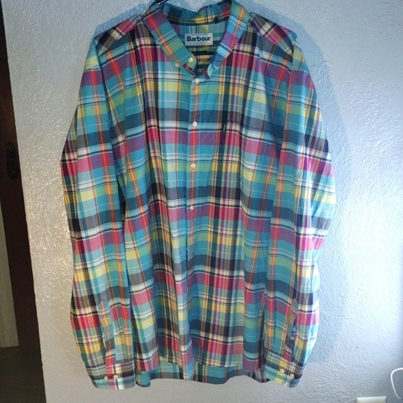 Barbour Long Sleeve Bright Colored Plaid Preppy Button up 3X - Picture 1 of 5